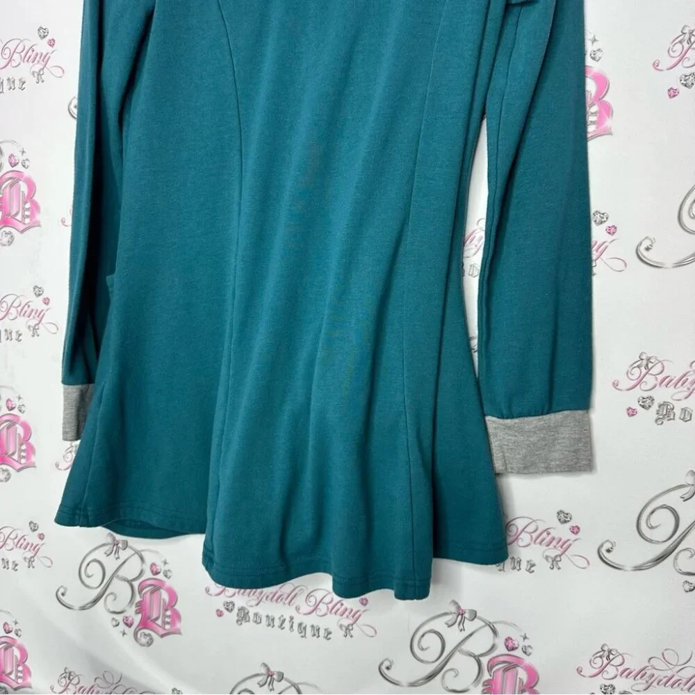 Valolia top dress style long cute hooded blue grey comfy stretchy